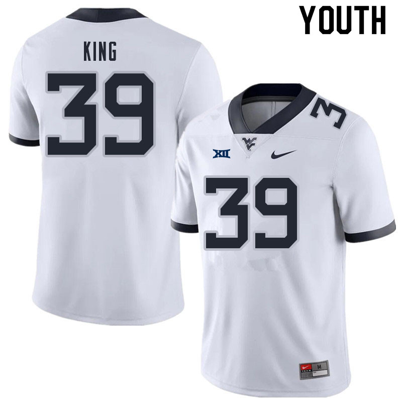 NCAA Youth Danny King West Virginia Mountaineers White #39 Nike Stitched Football College Authentic Jersey UP23I72AK